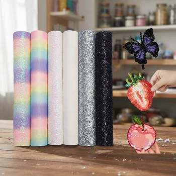 Perlen-Kunst-Set: Regenbogen-Glitzerstoff, Bügelperlen, Backpapier und Bügelstoff. Ein stilvolles (6 Stück)
