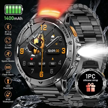 Smartwatch 1,7'' IPS-Bildschirm 1400mAh Akku IPX8 Wasserdicht 120+ Sportarten SOS LED BT-Anruf
