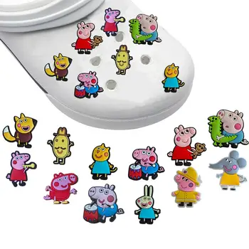 Peppa Pig Schuhschnallen-Set, Anime-PVC-Blumendekorationen, abnehmbare Party (15 Stück)