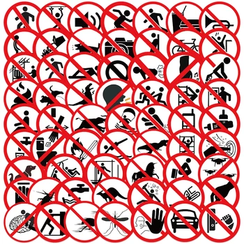 Lustige Warnaufkleber Danger Banning Sign Viny DIY Aufkleber Auto Roller Motorrad Koffer Violation (62 Stück)