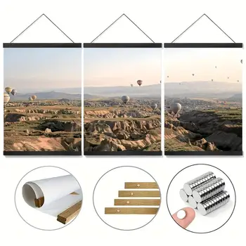 Massivholz-Magnetaufhängerrahmen, Teakholzrahmen, Poster, hängende Schriftrolle, Kalenderkern, Hängeclip, 30 x
