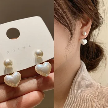 Mode liebe Herz Perle Ohrringe für Frauen Süße Elegante Temperament Tropfen Ohrring Trend Schmuck Zubehör