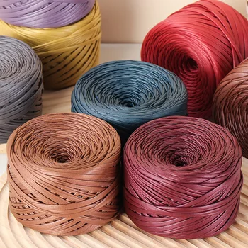 200g/Rolle Nappa Matt Kunstleder-Garn für DIY Stricken Häkeln Faden für Handgemachte Taschen Schuhe