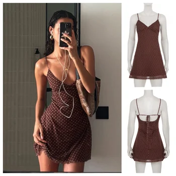 Y2k Vintage Slim Sommer Damen Süße Feminine Mode Streetwear Gepunktetes Casual Einfaches Basic Ärmelloses