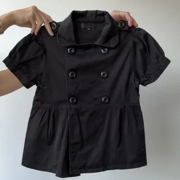 Sommer Vielseitig Einfarbig Frauen Y2K hemd Ästhetik Mode Flip kragen Casual Kurzarm T-shirt