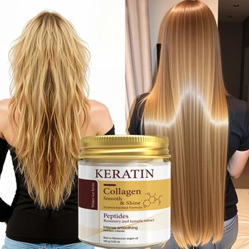 Keratin-Kollagen-Haarmaske mit Peptiden & Rosmarin - Intensive Glättung & Glanz für Alle Haartypen