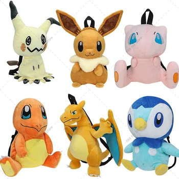 7 Stile Pokemon Plüsch Rucksack Mimikyu Eevee Mew Charmander Gengar Charizard Piplup Schultasche Geschenke