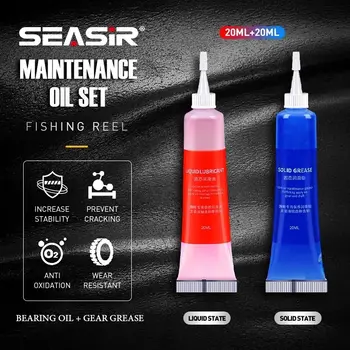 SEASIR Schutzfett (20 ml) + Schmieröl für Angelrollenlager-Wartungsöl, Angelwerkzeug (20 ml x 2 Stück)