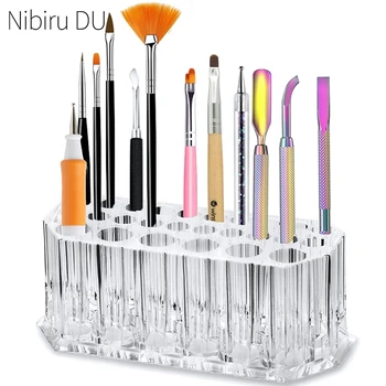 26-Loch-Acryl-Nagelpinsel-Organizer, Nagelkunst-Set, Aufbewahrungswerkzeuge, Make-up, Kosmetik, Stift-Vitrine