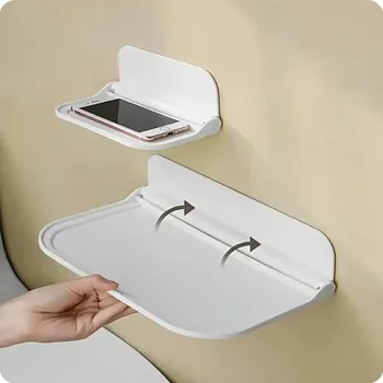 Faltbares Wandregal, für Badezimmer, Toilette, Küche, Nachttisch, kein Bohren, Telefonaufbewahrung