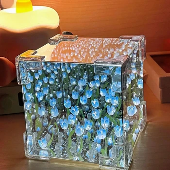 Handgemachte DIY Tulpe Blume Würfel Nachtlicht GT Komplettes Set aus Material Paket Raumdekoration Paar