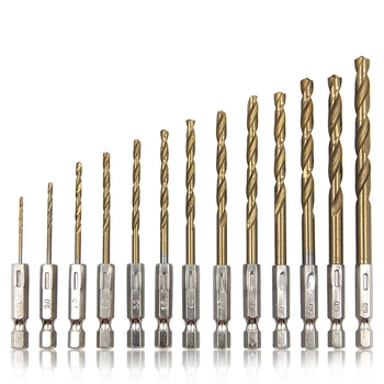 Sechskantgriff, 13-teilig, titanbeschichtet, Spiralbohrer, 1,5-6,5 mm, elektrischer Bohrschrauber, Bohren