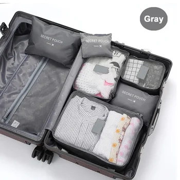 Set Reise-Kleideraufbewahrungstaschen, tragbarer Gepäck-Organizer, Packwürfel für Koffer, Schuhe (6 Stück)