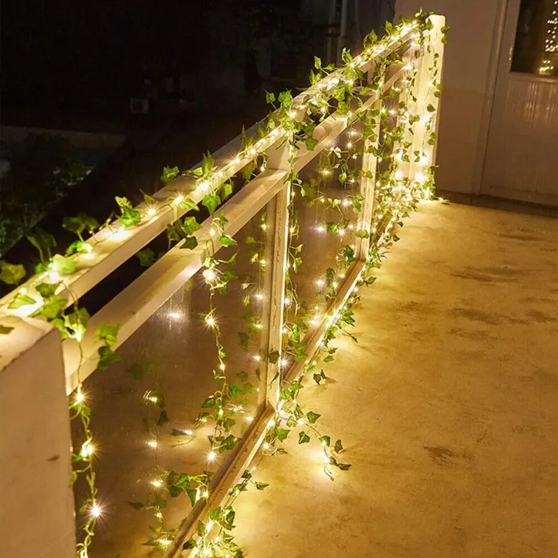 Solar-Lichterkette Künstliche Blätter-Blumen-Lichtgirlande – Bild 5