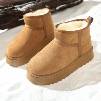 Echte Schaffell Wolle Low-cut Warme Bequeme Schuhe Frauen Mode Kurze Schuhe 2025, Neue Winter Warme Stiefel