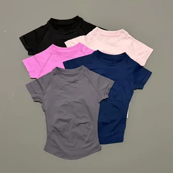 Sport Kurzarm-Oberteil Damen Nahtloses Yoga-Trikot Kleidung Lauf-Sport-T-Shirt Fitness-Studio Yoga Slim