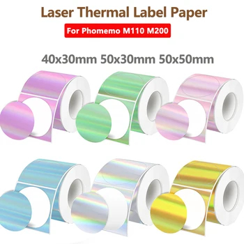 50x50 Neuer Thermo-Etikettendrucker Aufkleber Selbstklebender Farblaser-Thermopapieranzug für Phomemo M110