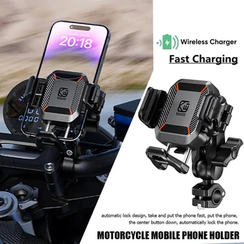 Stoßfester Motorrad-Telefonhalter, 15 W kabelloses Ladegerät und 36 W USB C, schnelles Aufladen, Motorrad