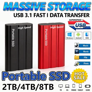 Riesige Kapazität 128TB Hochgeschwindigkeits-Portable-SSD Externe Festplatte 1TB 2TB 4TB USB 3.1 Speichergerät
