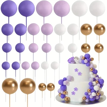 Kuchen Dekoration Gold Silber Ball Alles Gute Zum Geburtstag Kuchen Topper Ornament Cupcake Flagge (20 Stück)