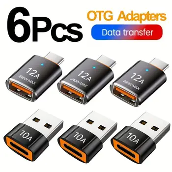 12A USB 3.0 auf Typ C Adapter LED OTG USB C Stecker auf USB A Buchse für iPhone 15 Tablet Notebook Android