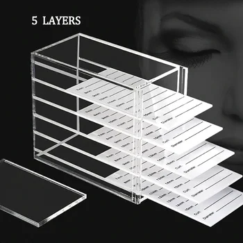 5-lagige Aufbewahrungsbox für Wimpernverlängerungen, Acryl-Palette, Nerz-Wimpern-Organizer, Halter