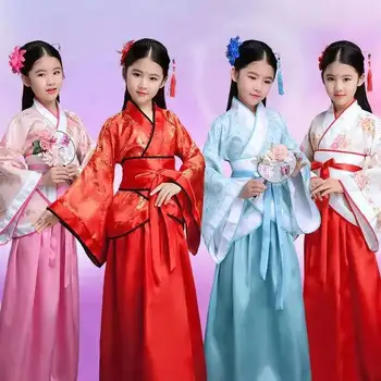 Neujahrskostüm Mädchen Kinder Kimono Traditioneller Vintage Ethnischer Fächer Studenten Tanz Halloween