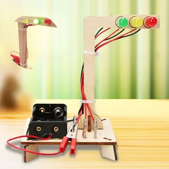DIY Holz-Ampelmodell Lernspielzeug für Verkehrswissenschaften Physikalisches Lernspielzeug MINT-Puzzle