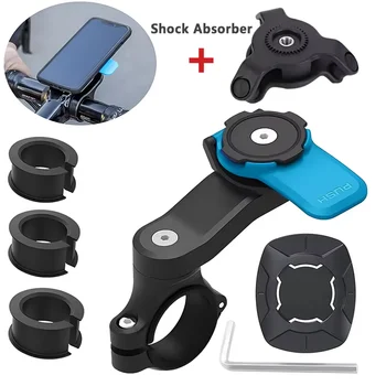 Motorrad- und Fahrrad-Handyhalterung, abnehmbar, 360° drehbar ° Rotierender Stoßdämpfender Handyhalter
