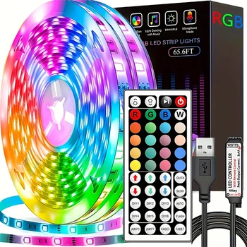 LED-Streifenlichter mit 44-Tasten-Fernbedienung, 1 m, 5 m, 10 m, 20 m, RGB-Band, LED-Wand, Zimmer für Zuhause