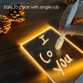 LED-Nachtlichter Transparente Leuchtende USB-Acryl-Nachtlampe mit Löschbarer Schreibtafel Kalender