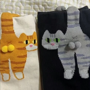 Geschenk für Katzenliebhaber: Cartoon-Katzen-Damensocken aus Baumwolle, atmungsaktive und bequeme Socken