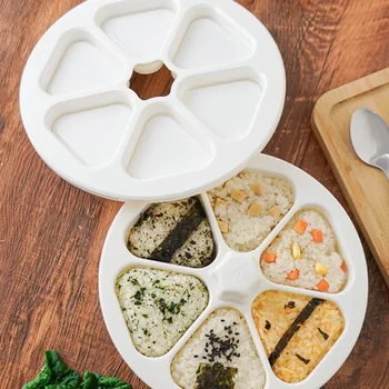 6-in-1 Sushi Maker Box Onigiri Form Dreieck Sushi Form Reis Ball Form Presse Herstellung Lagerung Sushi