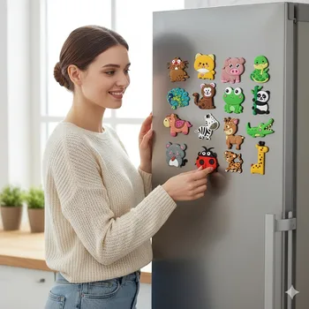 Süßes Tier-Kühlschrankmagnet-Set mit Elefanten, Giraffen, Kuh, Schaf, Koala, Panda, Frosch usw (12 Stück)