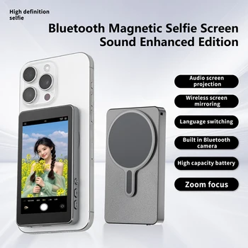 Magnetischer Telefon-Selfie-Bildschirmmonitor, Bluetooth-Fernbedienung, Selfie-Rückkamera, Vlog, Live-Stream