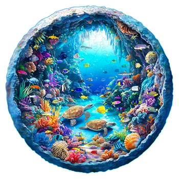 Ocean Wonders Holzpuzzle - Tierpuzzle in einzigartiger Form, Entspannungsgeschenk für Erwachsene, exquisites