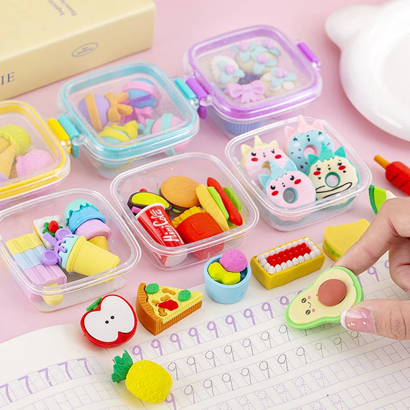Kreative Lunch Box Radiergummi Set Verschiedene Schöne