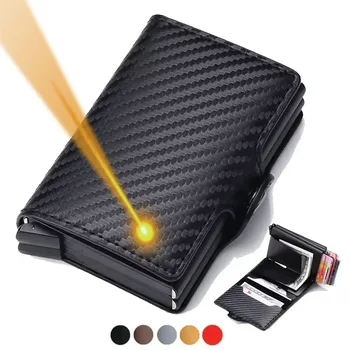 Gravur Name Carbon Fiber Mini Pop Up Wallet Individuelles Geschenk Rfid-Karte Herren-Geldbörsen