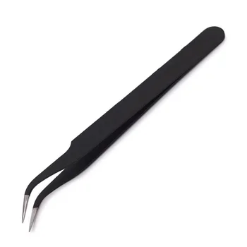 Antistatische Pinzette, präzise schwarze DIY-Pinzette für Nagelkunst und Wimpernverlängerungen, Beauty-Tools