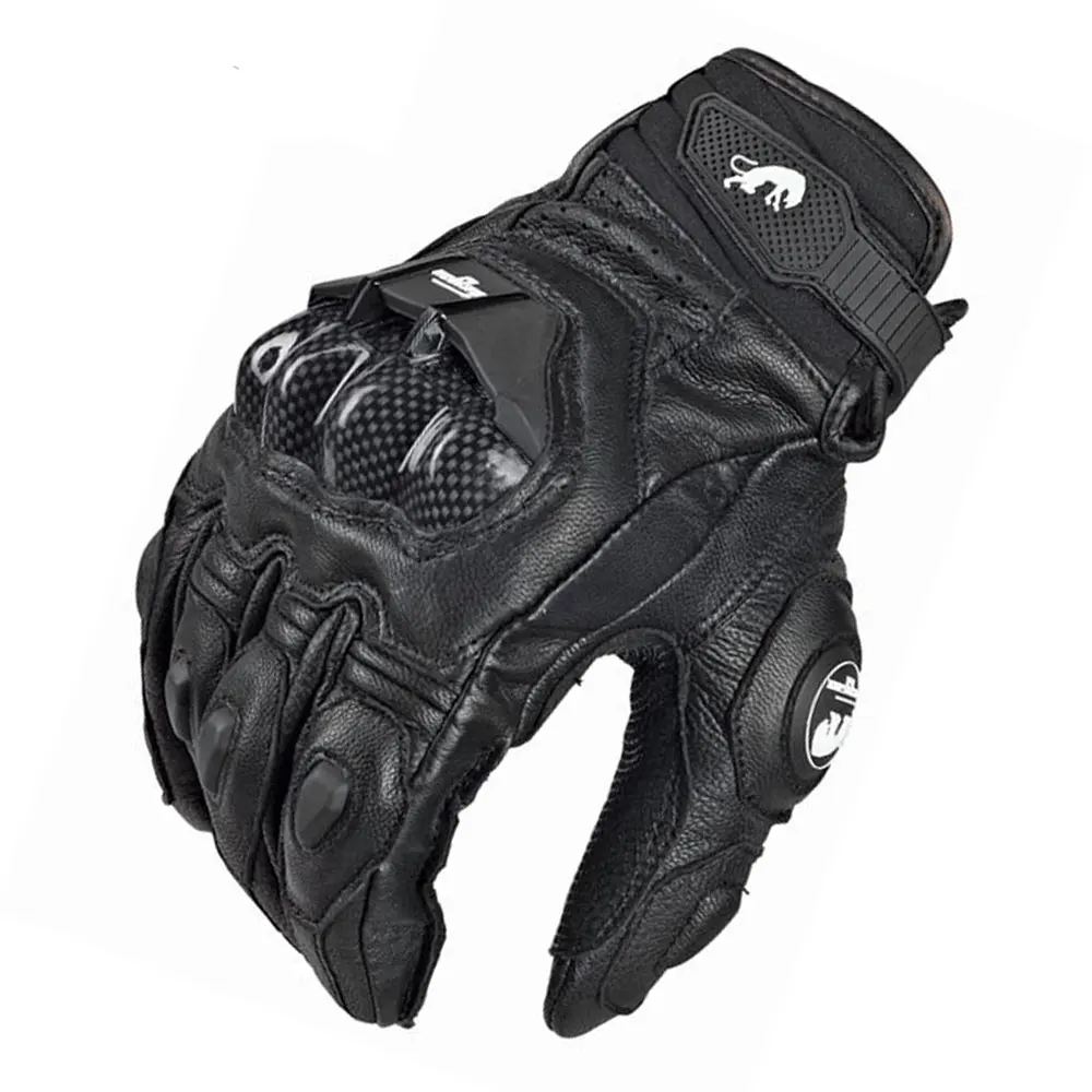 Motorradhandschuhe Schwarz Racing Echtes Leder Motorrad Weiß – Bild 3