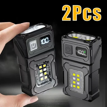 Tragbare Taschenlampe, superhell, MINI USB wiederaufladbar, LED-Rücklicht, MagnetTorch mit COB-Notlicht