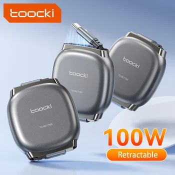 Toocki Typ C auf USB C 100 W einziehbares Kabel 480 Mdps Fast Chaerger-Kabel Mini-Größe für iPhone 16 15 Pro