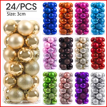 3 cm Weihnachten Kugeln Weihnachten Baum Ornamente Ball Weihnachten Hängen Baum Anhänger Home Party (24 Stück)