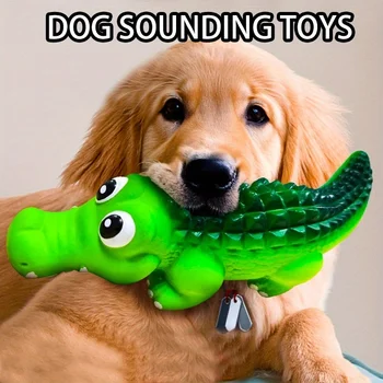 Quietschendes Krokodil-Hundespielzeug aus Gummi - Langlebiges Haustierspielzeug für Hunde, lustiges Tierdesign