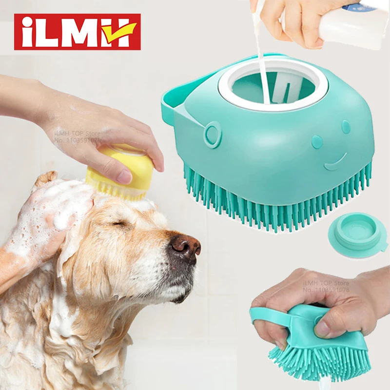 Badebürste für Hunde, Haustiermassagebürste, Shampoo-Spender
