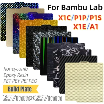 Bauplatte 257x257 Federstahlblech PEI H1H PEY Blech A1 X1C P1S BambuLab PEI Bauplatte 3D-Drucker Bambu Lab