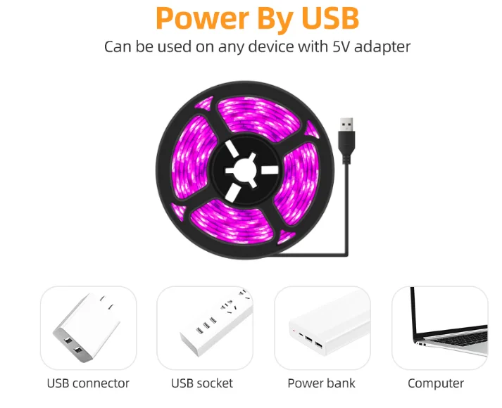 LED-Wachstumslampe Vollspektrum USB-Wachstumsleiste 0,5m 1m – Bild 2