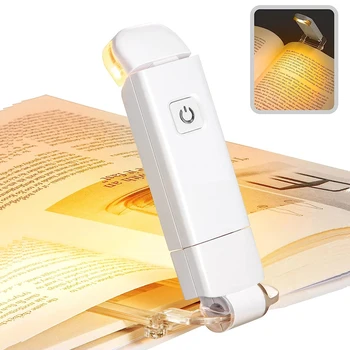 USB wiederaufladbare Buch-Leselampe, Helligkeit einstellbar, LED-Clip auf Buchlicht, Augenpflege, Buchlampe