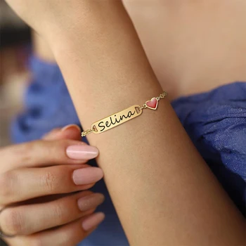 Personalisiertes Namens-ID-Armband für Frauen, nicht allergisches Edelstahl-Kettenglied