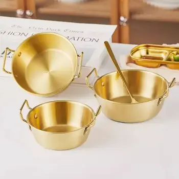 304 Edelstahl Goldene Instant-nudeln Schüssel Koreanische Reis Wein Schüssel Mit Griff Salat Snack
